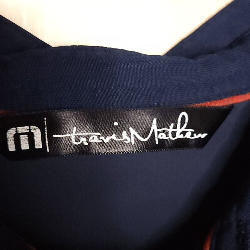 Travis Mathew Mens Navy Blue Brick Red Golf Polo Medium - Picture 6 of 9